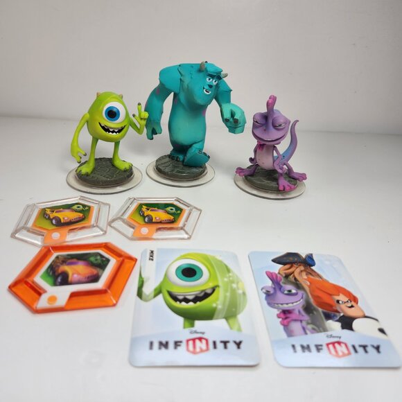 Disney Infinity Monsters Inc. Lot Mike Sulley Randall Crystal Power Disk Cards - Picture 1 of 9